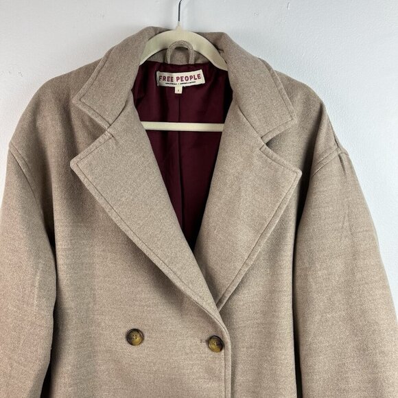 Free People Hannah Slouchy Oversized Coat Womens S Camel Soft Quiet Luxury - Picture 4 of 15
